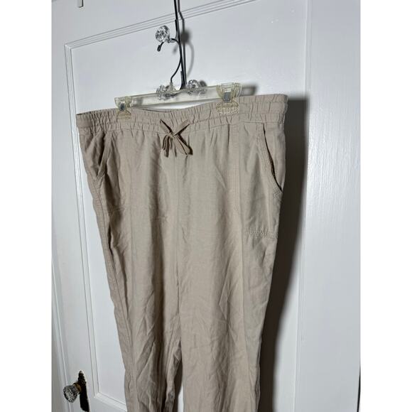 Cato Khaki Drawstring Pull On Tan Relaxed Cotton Linen Pants Women's Size XL - Picture 3 of 6